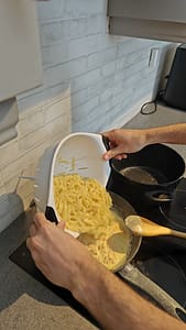 Add pasta to frying pan
