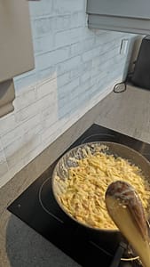 Sautè the ingredients until mixed together.